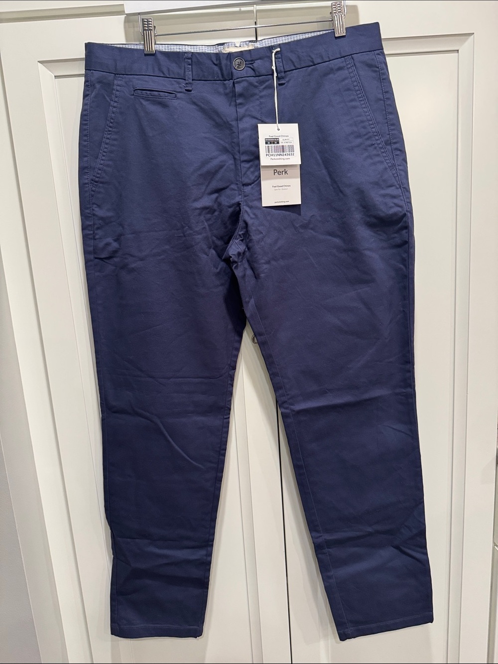 Perk NWT Stretch Chino Pants Navy Blue Slim Fit Men’s Size 36X32 - Picture 2 of 7